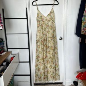 Vintage Romantic Empire Waist Floral Chiffon Maxi Dress
